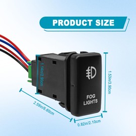 SYudwen LED Fog Light Symbol Push Button Switch White Backlight ON/Off Switch with Connector Wire Compatible with Toyota
