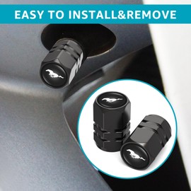Metal Car Tire Valve Stem Caps Fit Mustang Snake Speedstar Evos Everest GT Shelby, Car Tire Air Caps Cover, Anti-corrosion Premium Alloy Leak-Proof Car Tire Accessories, Black(6Pcs)