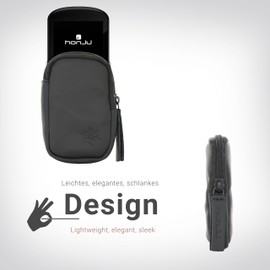 honju Leather Bike Case for Garmin Edge 830/530 (Including Solar Versions) E-Bike/Pedelec (Screen Protector, Protection Against Scratches and Dirt) Black