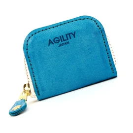 Agility affa Coin Purse, Coin Purse, 20 Pieces, Round Zipper, Ultra Small, Minimal, Genuine Leather, Turquoise, Turquoise