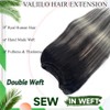 Weft Hair Extensions Human Hair 18 Inch Natural Black to