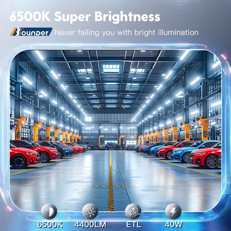 BBOUNDER 4 Pack Linkable LED Shop Light with Reflector, Super