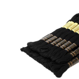 UMC STAG Pack of 50 Popular Colours Premium Embroidery Thread | 100% Egyptian Cotton Premium Skeins | Cross Stitch Embroidery Floss | Oeko TEX Certified| (24, 24 Skeins Black)