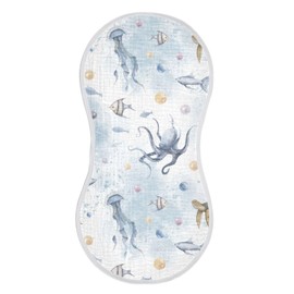 vvfelixl Muslin Burp Cloths Sea Turtle and Octopus Baby Washcloths for Baby Girl Boys 2 Pack