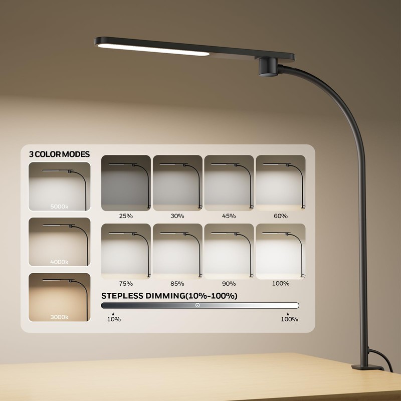 Honeywell HJ2 Clip On LED Desk Lamp with Clamp, Adjustable