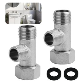 Annlpoy 2 Pieces Angle Valve 3/8 T Piece 9/16 Inch Toilet Connection Set Toilet Tap Distributor Diverter Valve Switch Toilet Drain Valve, 180° Rotatable, for Home, Bathroom, Toilet