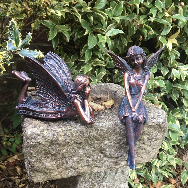 Set of 2 Garden Fairy OrnamentS 12cms tall/Statue Angela and