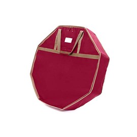 Covermates Keepsakes 36" Holiday Structured Wreath Storage Bag â Heavy Duty Polyester - Dual Zipper Pulls - Reinforced Handles - Holiday Storage - Red