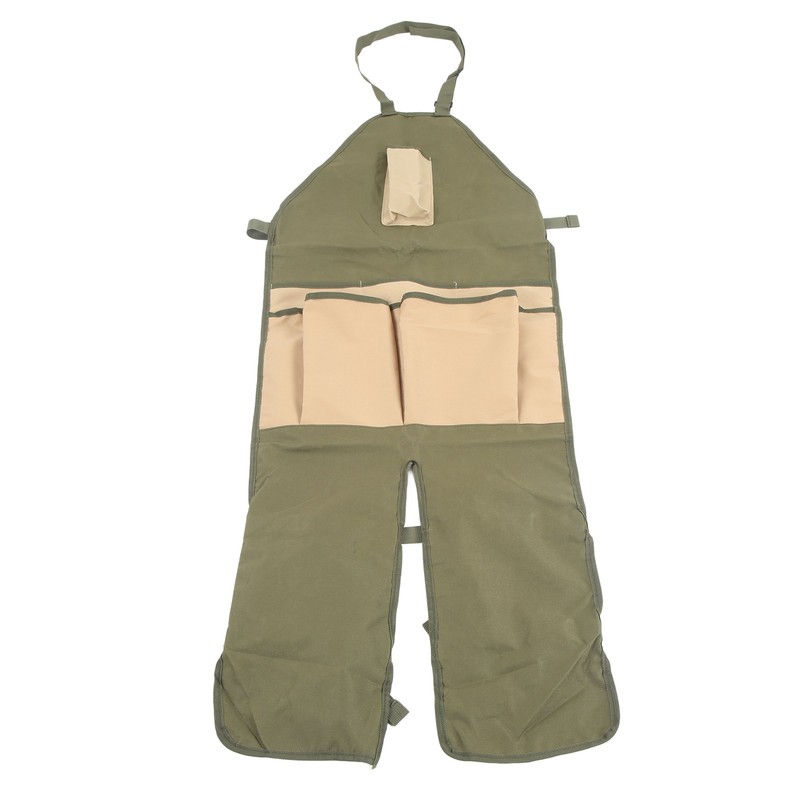 Gardening Apron Green Khaki 600D Oxford Fabric Multiple Pockets Durable