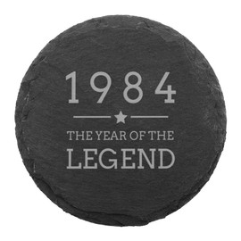 Engraved Natural Slate Coaster - 1984 The Year Of The Legend Coaster Gift | Women and Mens Gift Ideas | 40th Birthday Gifts for Men and Women | Thoughtful Keepsake Presents | Dust and Things