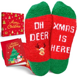 HAPPYPOP Christmas Gifts Stocking Socks for Girls Boys - Reindeer Socks Secret Santa Socks for 4-6 Years Old Kids, Xmas Stocking Stuffers with Greeting Card