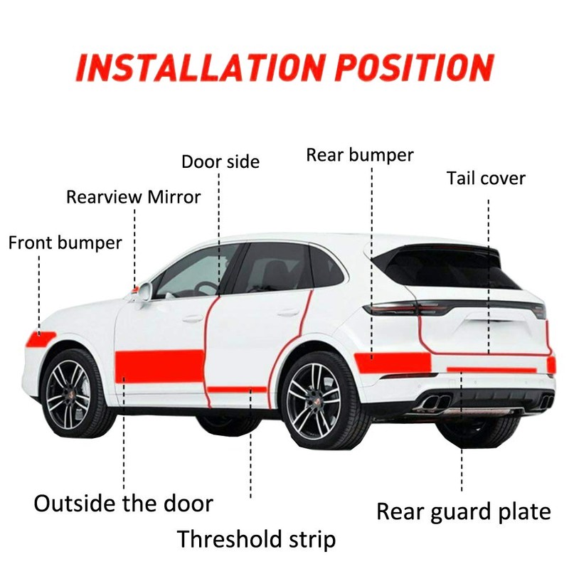ETOPARS Car Door Sill Protector Strips Carbon Fiber Silver Auto