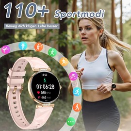 CIVO Smartwatch Damen Fitness Tracker: Smart Watch Rund Wasserdicht mit Telefonfunktion Kompatibel iOS Android - Fitnessuhr Damen Schrittzähler Sportuhr, Roségold