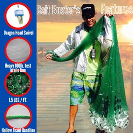 Bait Buster Bait Cast Net 1/2" Sq. Mesh Green (8 Ft.)