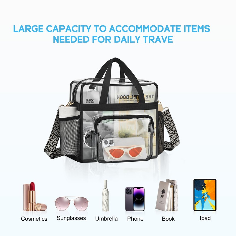 Bagenius Clear Tote Bag, 12x5.5x12 Inches Travel Tote Bag Stadium