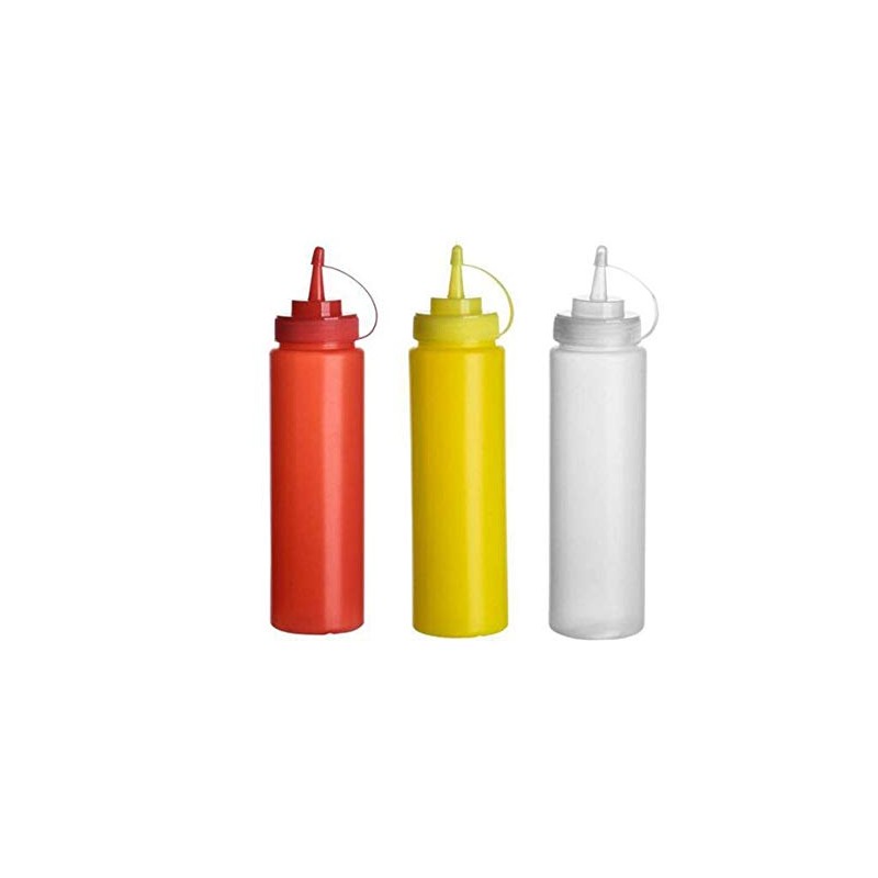 3PCS 360ML/12OZ Refillable Empty Squeeze Sauce Condiment Plastic Bottles Container