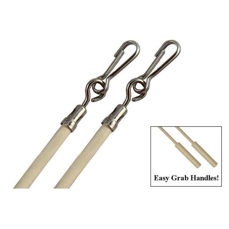 29" ALMOND Vinyl Coated STEEL DRAPERY BATONS with Stainless Steel