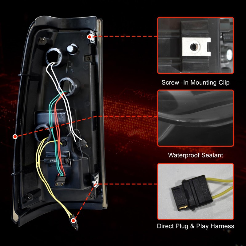 OKSIWA FULL LED Tail Light for 2003-2006 Chevy Silverado,Unique Shaped