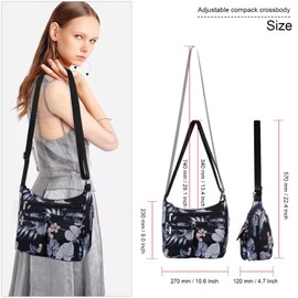 Kamo Crossbody Bag for Women - Multi-pocket Shoulder Bag Lightweight Messenger Bag Casual printed Purse Handbag Travel Bag