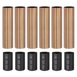PATIKIL 3.5" Tall Candle Covers Sleeves, 6Pcs Metal E12 Chandelier Socket Sleeves with Insulation Heat Shrinkable Flame Retardant Tube Bulb Light Base Holder for Lamps, Red Bronze