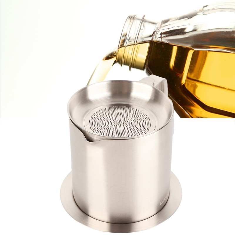 Grease Container 304 Stainless Steel Dustproof Large Capacity Fine Strainer