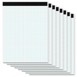 Zaviko Graph Paper Pads 8.5 x 11, 8 Pack, 4x4 Quad Grid Paper Pad 8-1/2" x 11", White Quadrille Pad, Easy Tears Off Design, Grid Notebook 8-1/2 x 11, White 70 GSM Graft Paper, 30 Sheets/Pad