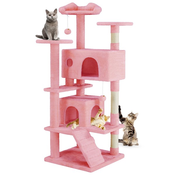DUMOS 54-inch Indoor Cat Tree Tower –Multi-Level Pet House for