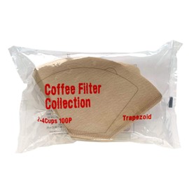 Cane Paperwork Coffee Filters, KS Trapezoid Shape, For 2-4 Cups, 100 Count, Unbleached, Made in Japan, Brown