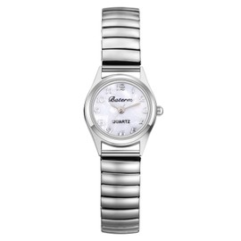 Silverora Women's Watches, Elastic Silver: Exquisite Small Analogue Quartz Women's Watches, Stylish Wrist Watches with Stainless Steel Stretch Band, Gifts for Women and Girls, Silver Arabic numeral