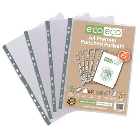 eco-eco A4 100% Recycled Bag 25 Premier Multi Punched Pockets
