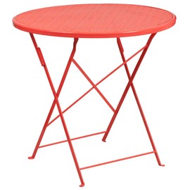 Flash Furniture Oia Commercial Grade 30" Round Coral Indoor-Outdoor Steel Folding Patio Table