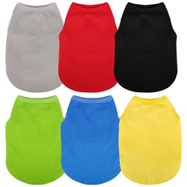 Paiaite 6 Pieces Plain Dog Shirt Sleeveless Puppy Cotton Dog Shirts Breathable Pet Apparel Tank Top Colorful Puppy Sweatshirt Clothes for Small Medium Dogs S