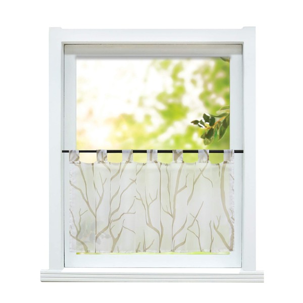 ESLIR Modern Bistro Curtain, Kitchen Curtains, Transparent Curtains with Loops,