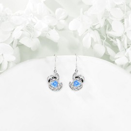 Sloth S925 Sterling Silver Sloth Earrings Dangle Blue Gems Dangling Sloth Animal Cute Sloth Jewellery for sloth Lovers Women