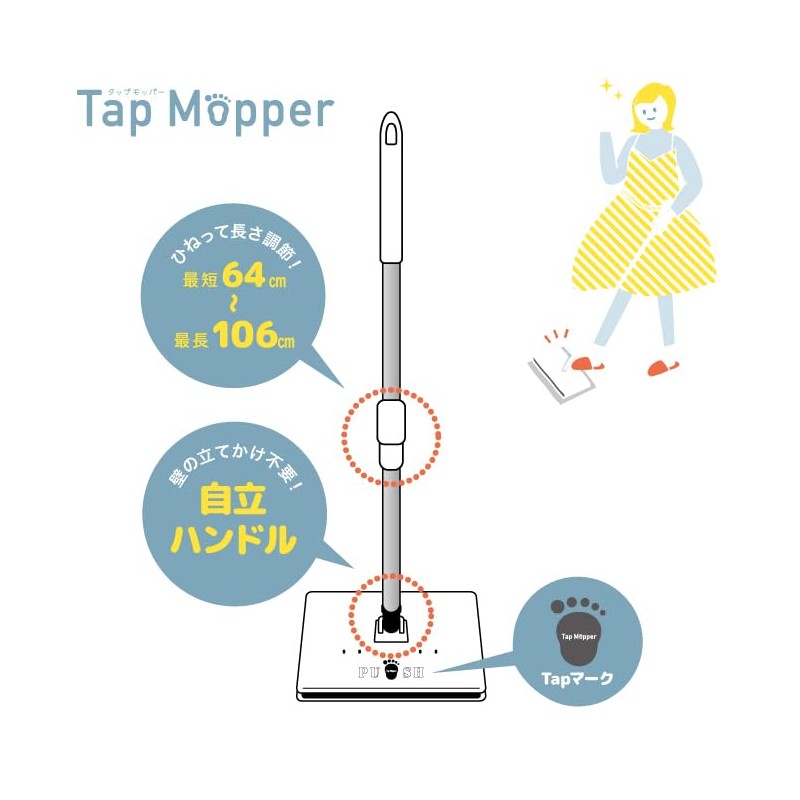 Tap mopper, tap and set the cloth. As seen in