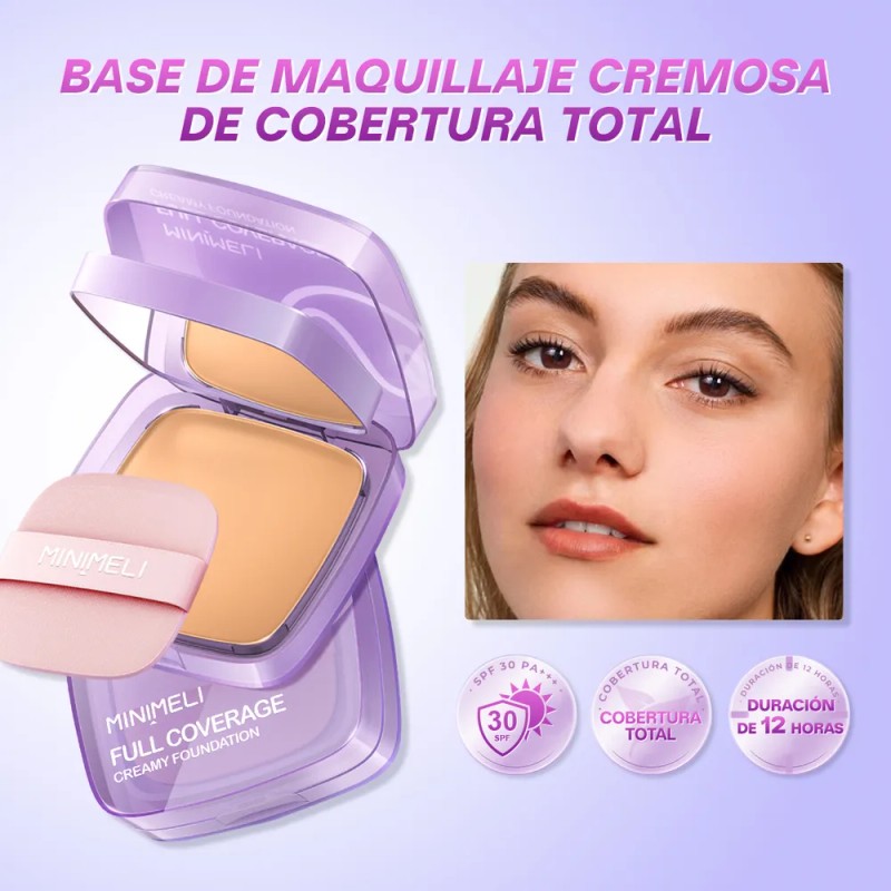 Base Cremosa De Alta Cobertura Larga Duración Spf 30 Pa+++