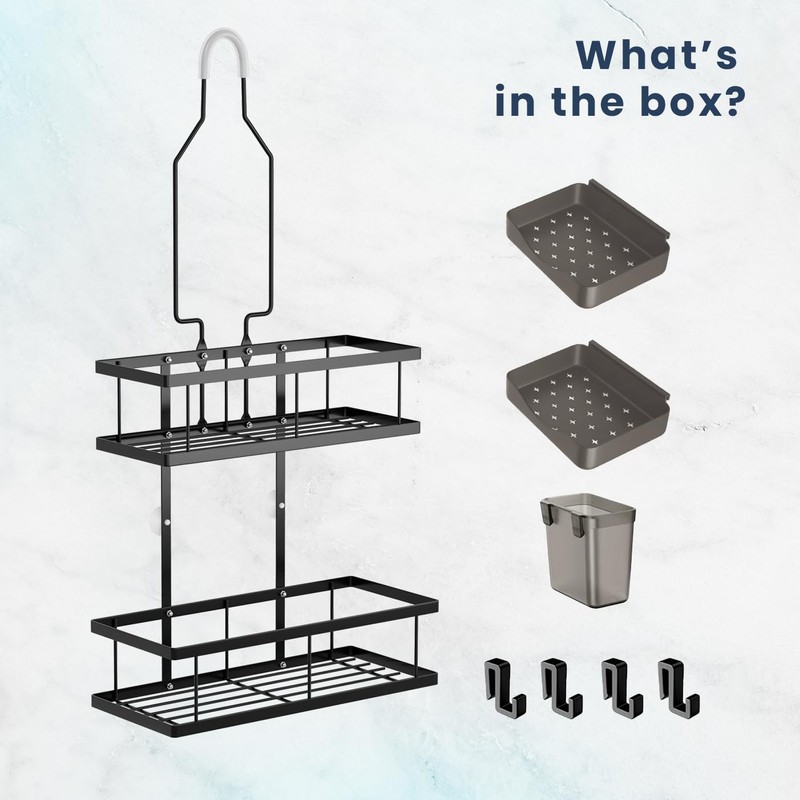 Sben Hanging Rustproof Shower Caddy with Soap Dishes and Toothbrush