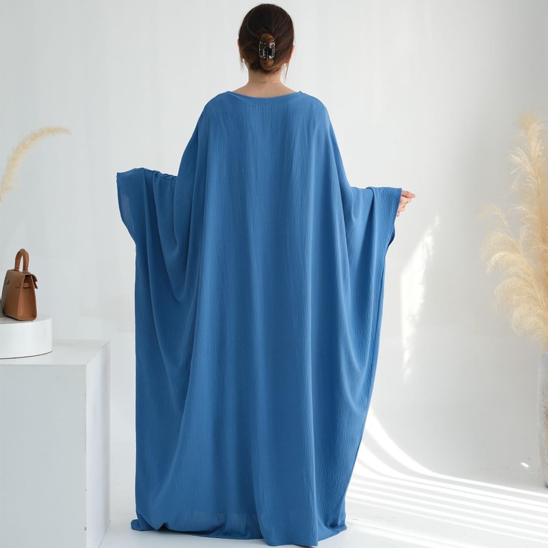 Women Muslim Abaya Dress 1Piece Bat Sleeve Islamic Maxi Robe