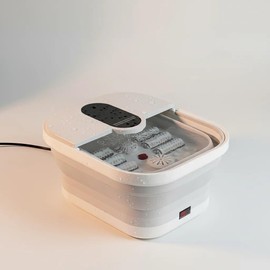 TINA Hidromasaje Para Pies Eléctrico Plegable FDL-118, con Burbujas y Luz LED Roja, Ideal Para Spa y Salones de Belleza, Color Blanco