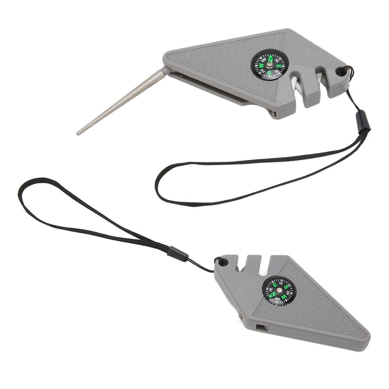 2PCS 6 in 1 Outdoor Knife Sharpener with Compass Survival
