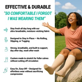 Zeta Wear 3 Pair Plus Size Knee-High Compression Socks - Closed Toe, 15-19 mmHg Graduated Support for Women & Men | Wide Calf Fit Up to 26" | Swelling, Varicose Veins, Nurses, Pregnancy, Travel