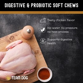 TEAM DOG Probiotic Chews for Dogs | Digestive Enzymes & Dog Probiotics for Yeast, Itchy Skin and Itchy Ears | for Allergies & Sensitive Stomachs | Promotes Digestive & Gut Health for Dogs | 120 Count