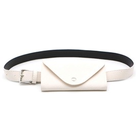 CHROME CRANE BLT026 Women's Leather Belt Waist Bag Pouch Small Purse Mini Wallet 2-Way Cute, 03.white