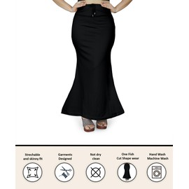 Kipzy Saree Shapewear Long Skirt, Petticoat for Women - Versatile Long Skirts for Women, Comfortable Shapewear Dress Black