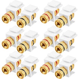 12 Pieces Banana Jack Binding Post Keystone Jack Insert, Black and Red Rings Audio Speaker Keystone Connector Screw Type Inline Coupler for Wall Plate Outlet Panel, 6 Pairs