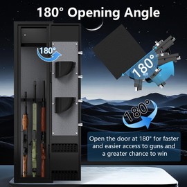 Marcree 3 Rifle Gun Safe, Gun Cabinets for Rifles and Shotguns with Inner Safe, Gun Safes for Rifle and Pistols with Dual Alarm System, 180 Degree Quick Access Shotgun Safe for Home, Electronic Lock