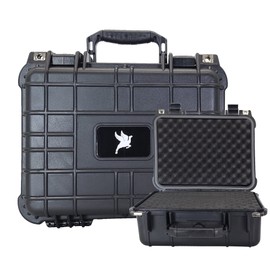 Flying Camel TSA Approved Hard Case Ideal for Guns, Cameras, and Electronics. Customizable Cubbed Foam-Padding, Waterproof, and Shockproof. Size: 13.3" x 11.6" x 6" (Black)