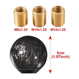 Blueshyhall Car Gear Knob Forged Carbon Gear Knob Round Ball Black Matt Aluminium Metal Gear Lever Handle Gear Knob Manual Automatic with M8/10/12 Adapter Car Tuning Interior Accessories