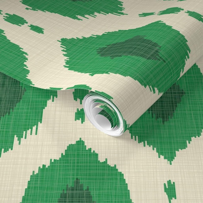 Removable Wallpaper 3ft x 2ft - Green Geometric Grass Ikat
