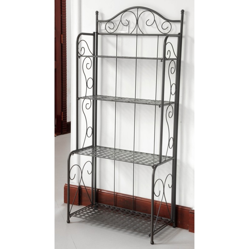 International Caravan Mandalay 4-tier Iron Folding Bakers Rack - Bronze